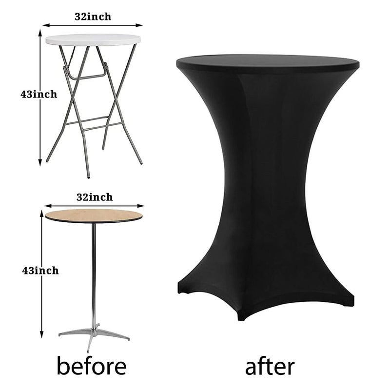 Tina's 32x43 Inch Highboy Spandex Cocktail Table Covers Black, Cocktail Table Spandex Covers, Fitted Stretch Cocktail Table Tablecloth for Round Tables - Image 3